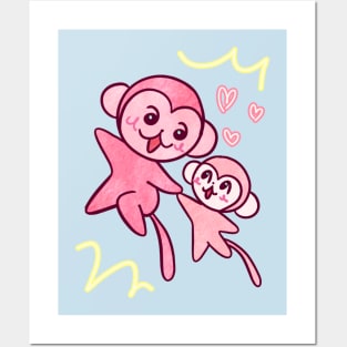 Father and baby monkey! Posters and Art